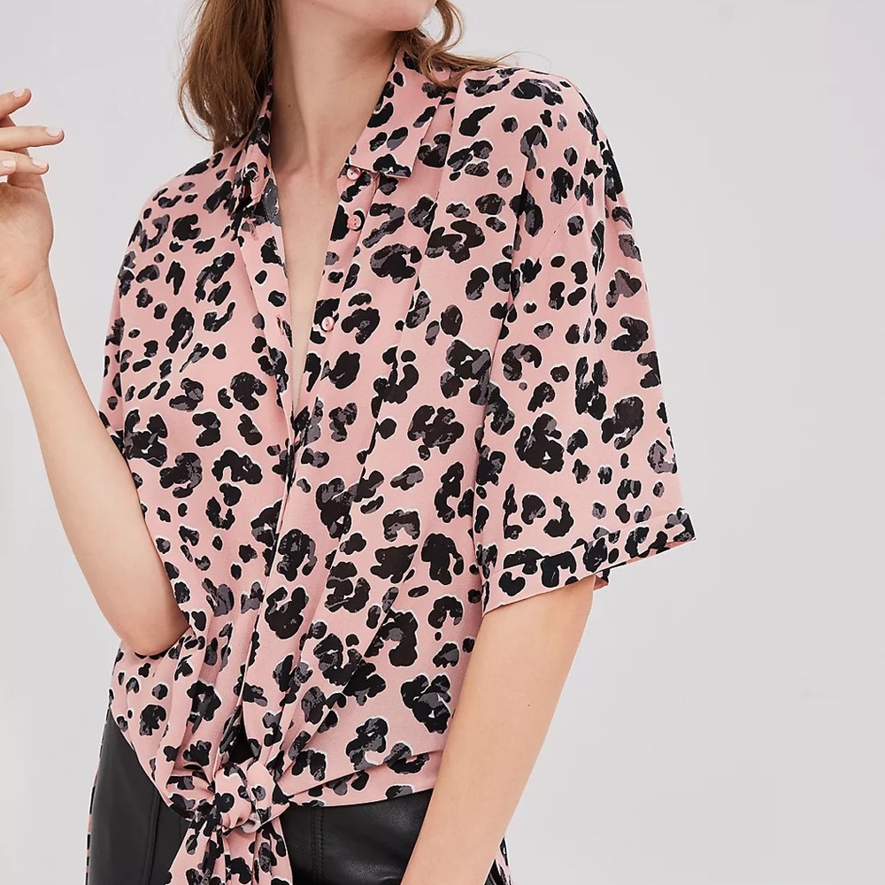 Maeve Rita Printed Tunic Blouse Pink Combo Small